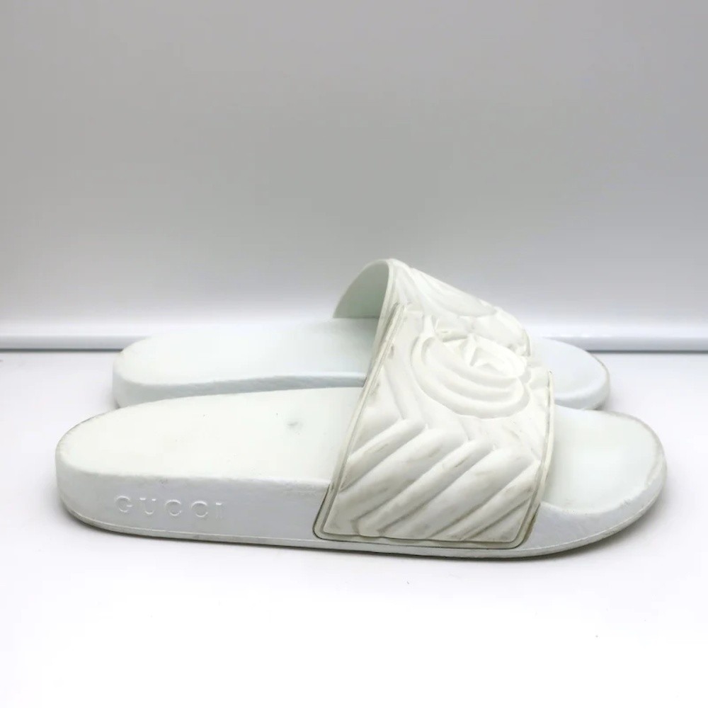 Gucci GG Matelasse Rubber Slide Sandals White Size 36 - Picture 2 of 10